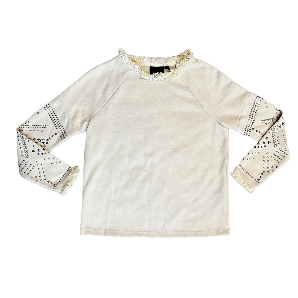 NWT Nanette Lepore Sequin Cream Colored Heavy Quarter Sleeve Sweater S